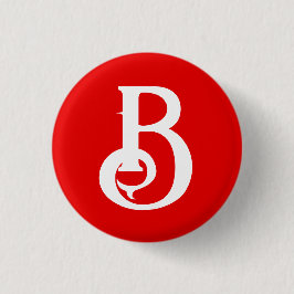 Initiaal Letter Monogramed Red White Classical Ronde Button 3,2 Cm