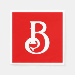 Initiaal Letter Monogramed Red White Classical Servet