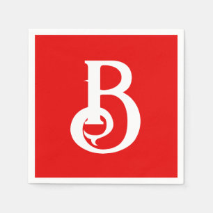 Initiaal Letter Monogramed Red White Classical Servet