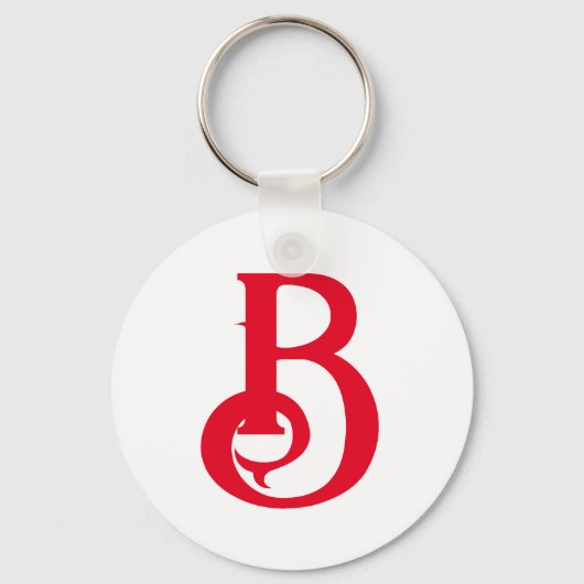 Initiaal Letter Monogramed Red White Classical Sleutelhanger (Achterkant)
