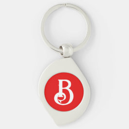Initiaal Letter Monogramed Red White Classical Sleutelhanger