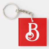 Initiaal Letter Monogramed Red White Classical Sleutelhanger (voorkant)