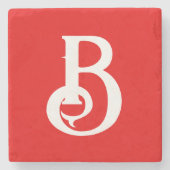 Initiaal Letter Monogramed Red White Classical Stenen Onderzetter (Voorkant)