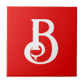 Initiaal Letter Monogramed Red White Classical Tegeltje (Voorkant)