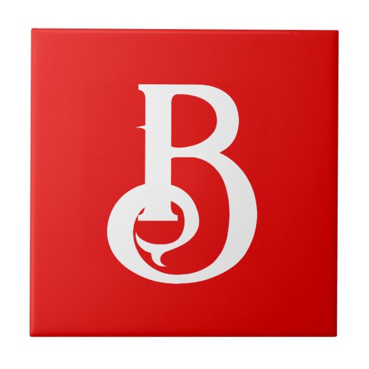 Initiaal Letter Monogramed Red White Classical Tegeltje (Voorkant)