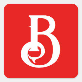 Initiaal Letter Monogramed Red White Classical Vierkante Sticker