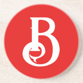 Initiaal Letter Monogramed Red White Classical Zandsteen Onderzetter