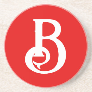 Initiaal Letter Monogramed Red White Classical Zandsteen Onderzetter