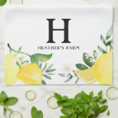 Initiaal Letter Monogrammed Lemon Garden Theedoek (Gevouwen)