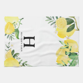 Initiaal Letter Monogrammed Lemon Garden Theedoek
