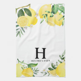 Initiaal Letter Monogrammed Lemon Garden Theedoek