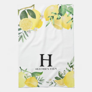Initiaal Letter Monogrammed Lemon Garden Theedoek