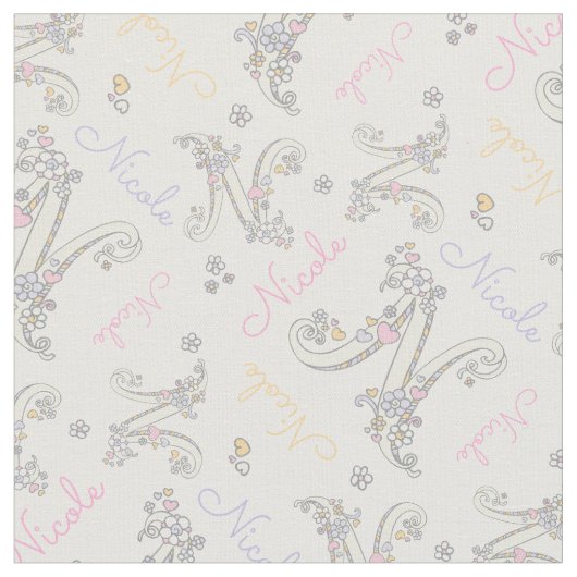 Initiaal letter N Nicole aangepaste naam stof (Close Up)