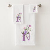 Initiaal Letter N Plus Floral Design Bath Towel Se Bad Handdoek (Insitu)