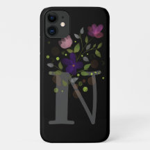 Initiaal Letter N Plus Floral Design
