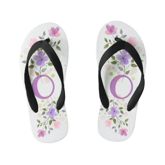Initiaal Letter O Plus Floral Design Kinder Teenslippers (Voetbed)