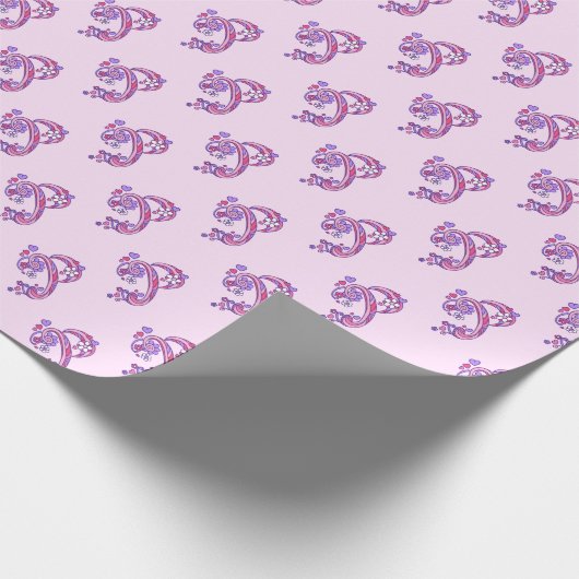 Initiaal letter P monogram roze gepersonaliseerde  Cadeaupapier (Hoek)