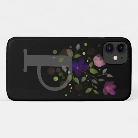 Initiaal Letter P Plus Floral Design Case-Mate iPhone Case (Achterkant (horizontaal))