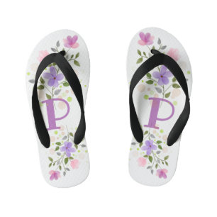 Initiaal Letter P Plus Floral Design Kinder Teenslippers