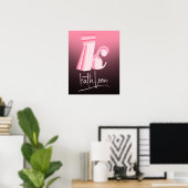 Initiaal Letter Pink Ombre Unieke naam Monogram Poster (Thuiskantoor)