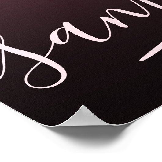 Initiaal Letter Pink Script Unieke naam Monogram Poster (Hoek)