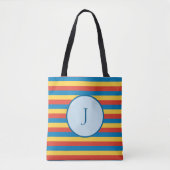 Initiaal Letter Primaire kleur gestreept Tote Bag (Voorkant)