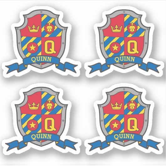 Initiaal letter Q aangepaste naam Quinn lion crest Sticker (Voorkant)