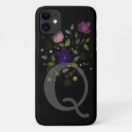Initiaal Letter Q Plus Floral Design Case-Mate iPhone Case