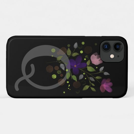 Initiaal Letter Q Plus Floral Design Case-Mate iPhone Case (Achterkant (horizontaal))
