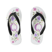 Initiaal Letter Q Plus Floral Design Kinder Teenslippers (Voetbed)