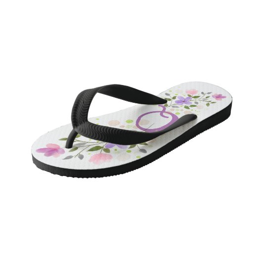 Initiaal Letter Q Plus Floral Design Kinder Teenslippers (Schuin)