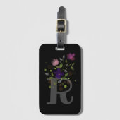 Initiaal Letter R Plus Floral Design Bagagelabel (Voorkant (verticaal))