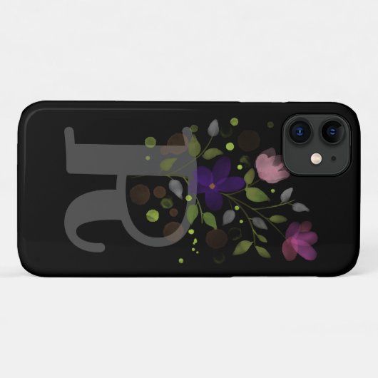 Initiaal Letter R Plus Floral Design Case-Mate iPhone Case (Achterkant (horizontaal))