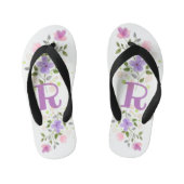 Initiaal Letter R Plus Floral Design Kinder Teenslippers (Voetbed)