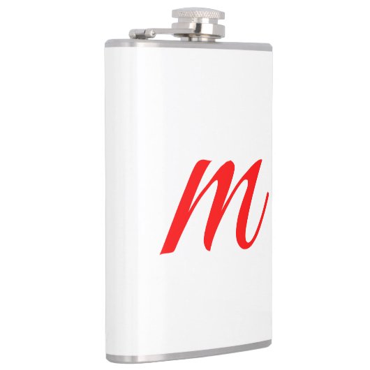 Initiaal letter red monogram professioneel modern heupfles (Rechts)