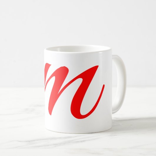 Initiaal letter red monogram professioneel modern koffiemok (Voorkant rechts)