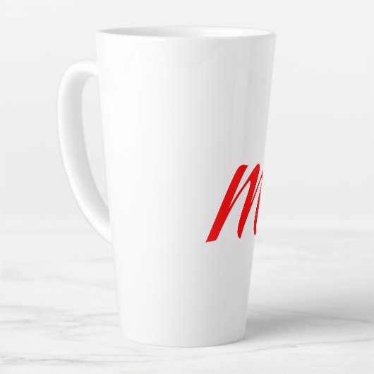 Initiaal letter red monogram professioneel modern latte mok (Linkerhoek)