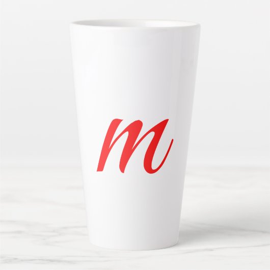 Initiaal letter red monogram professioneel modern latte mok (Voorkant)