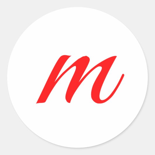 Initiaal letter red monogram professioneel modern ronde sticker (Voorkant)