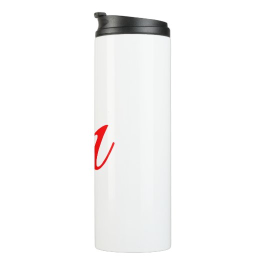 Initiaal letter red monogram professioneel modern thermosbeker (Geroteerd rechts)