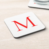 Initiaal letter red white monogramed professional bier onderzetter (Linkerzijde)