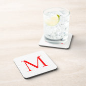 Initiaal letter red white monogramed professional bier onderzetter (Rechterzijde)