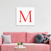Initiaal letter red white monogramed professional canvas afdruk (Insitu (Woonkamer))