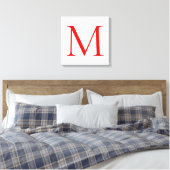 Initiaal letter red white monogramed professional canvas afdruk (Insitu (Slaapkamer))