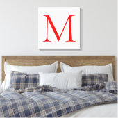 Initiaal letter red white monogramed professional canvas afdruk (Insitu (Slaapkamer))