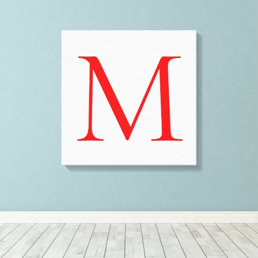 Initiaal letter red white monogramed professional canvas afdruk (Insitu (Houten vloer))