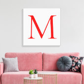 Initiaal letter red white monogramed professional canvas afdruk (Insitu (Woonkamer))