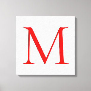 Initiaal letter red white monogramed professional canvas afdruk
