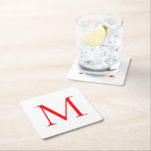 Initiaal letter red white monogramed professional kartonnen onderzetters (Insitu)