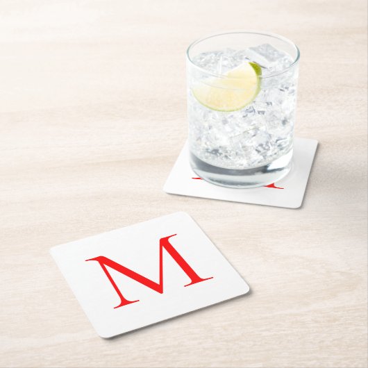 Initiaal letter red white monogramed professional kartonnen onderzetters (Insitu)